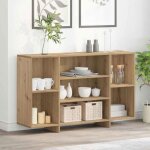 Buffet contemporain 120 x 30 x 75 cm - ch�ne artisanal bois ding�nierie �tag�res int�gr�es