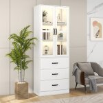Vitrine armoire 60x40x200 cm vitrine salle a manger sur pied avec 3 tiroirs et 2 cloisons 2 portes vitrées ... Vitrine armoire 60x40x200 cm vitrine salle a manger sur pied avec 3 tiroirs et 2 cloisons 2 portes vitrées ...