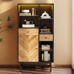 Vitrine armoire 80x40x150cm vitrine salon moderne buffet haut meuble de rangement avec clairage led ...