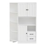 Vitrine armoire blanc 3 portes 2 tiroirs 14 casiers - buffet haut vitrine angle 104x35x155cm - meuble ... Vitrine armoire blanc 3 portes 2 tiroirs 14 casiers - buffet haut vitrine angle 104x35x155cm - meuble ...