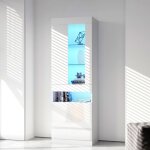 Vitrine armoire brillant 50x40x180cm vitrine salon bois meuble de rangement avec lumière led multicolore ... Vitrine armoire brillant 50x40x180cm vitrine salon bois meuble de rangement avec lumière led multicolore ...