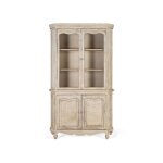 Vitrine - bois de manguier - 4 portes - finition vieillie - beige - 207 cm