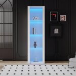 Vitrine - blanc - 55x38x166 cm - 3 étagères en verre - Éclairage led - meuble de séjour Vitrine - blanc - 55x38x166 cm - 3 étagères en verre - Éclairage led - meuble de séjour
