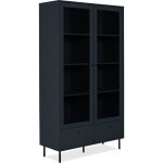 Vitrine buffet haut - caracas - 2 portes vitrées et 2 tiroirs - 100 x 40 x 183 cm - bleu navy Vitrine buffet haut - caracas - 2 portes vitrées et 2 tiroirs - 100 x 40 x 183 cm - bleu navy