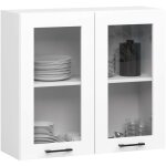 Vitrine de cuisine akord oliwia w80 h720 blanche 80 cm 2 portes faade blanche 2 tagres 80x305x72 cm ...