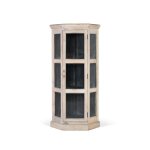 Vitrine dangle en bois de manguier - porte vitr�e - finition blanchie - 74x60x150 cm - blanc - bois massif ...