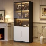 Vitrine design - vitrine avec �clairage led portes vitr�es et meuble de collection biblioth�que - 80 ...