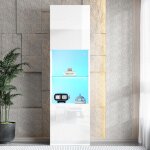 Vitrine avec �clairage led 1 �tag�re en verre 45 x 35 x 160 cm haute brillante vitrine de salle � manger ...