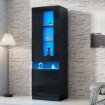 Vitrine avec �clairage led et �tag�res en verre 2 portes vitrine ind�pendante vitrine de rangement meuble ...