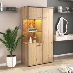 Vitrine - moderne - 150x78x40cm - Éclairage led - 1 porte en verre - marron Vitrine - moderne - 150x78x40cm - Éclairage led - 1 porte en verre - marron