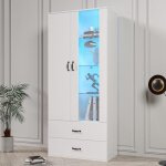 Vitrine claire par led 16 couleurs 2 portes 2 tiroirs avec portes vitres vitrine led armoire buffet ...
