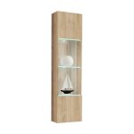 Vitrine fly - 1 porte vitr�e - led int�gr�e - ch�ne clair