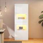Vitrine haute brillance 61x42x162cm - avec clairage led - 1 tagre en verre - avec 2 portes - blanc ...
