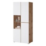 Vitrine havana ? �l�gance �pur�e en ch�ne clair et blanc mat - sans led