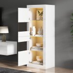 Vitrine led - 61x42x162cm - colonne de rangement avec Éclairage rgb - meuble de salon blanc laqué Vitrine led - 61x42x162cm - colonne de rangement avec Éclairage rgb - meuble de salon blanc laqué