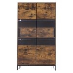 Vitrine led 80x40x138cm 2 tiroirs - meuble rangement acrylique buffet haut cave � vin biblioth�que noir ...