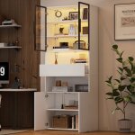 Vitrine led contrlable par app armoire de bar haute 200cm blanc cave  vin avec rangement
