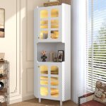 Vitrine led - meuble dangle 635 x 1575 cm - armoire dangle laqu�e blanche 3 zones de rangement mdf