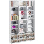 Vitrine meuble multimdia - 9 tagres rglables pour 756 cd / dvd blanc