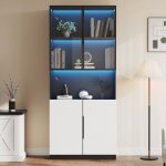 Vitrine minimaliste moderne avec portes en verre vitrine avec lampes led biblioth�que pour objets de ...