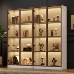 Vitrine murale 80x40x160cm 2 pices - clairage led rgbportes battantes & tageres rglables - verre ...