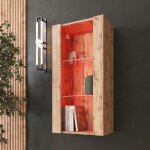 Vitrine murale komodee tivoli - led rvb - bois naturel - facades en mat - 50 x 100 x 29 cm