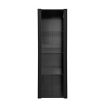 Vitrine noire haut brillant avec �clairage led - 3 cases en verre et structure m�tal - meuble dexposition ...