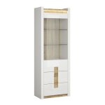 Vitrine petits meubles - helios - 72 x 42 x 202cm - blanc et bois