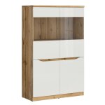 Vitrine 2 portes petits - meubles - june - 90 x 40 x 142cm - blanc et bois