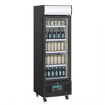 Vitrine positive r�frig�r�e 218 litres 1 porte vitr�e avec bandeau lumineux noire 240 w 220 v - mono