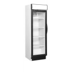 Vitrine r�frig�r�e positive � boissons 347 litres 6 niveaux blanche avec bandeau lumineux sur roulettes ...
