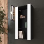 Vitrine suspendue komodee tivoli - sans led - blanc et noir - facades en mat - 50 x 100 x 29 cm