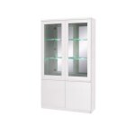 Vitrine vaisselier fabio - blanc brillant avec led - style design - 110 x 190 x 40 cm
