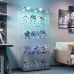 Vitrine en verre - 785 x 35 x 163 cm (l x p x h) - 2 porte - 4 niveaux avec clairage led et serrures ...