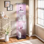 Vitrine en verre vitrine armoire de salon 1 porte 4 tagres serrure lampe ronde armoire de collection ...
