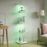 Vitrine en verre vitrine armoire de salon 4 tagres 1 porte et serrure lampe ronde armoire de collection ...