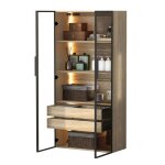 Vitrines en verre pour collection - meuble de rangement salon avec barre lumineuse - l74 x p36 x h155 ...