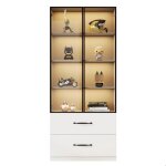Vitrine en verre  led bibliothque avec clairage et tiroirsportes en verre tremp et charnires  fermeture ...