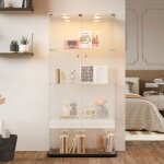 Vitrine en verre led - vitrine collection rangement de salon chambre - vitrine armoire 2 portes 4 etagres ...