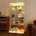 Vitrine en verre avec lumi�res led vitrine de collection avec serrure 2 portes et 4 compartiments 80�36�164 ...