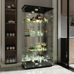 Vitrine en verre avec lumi�res led vitrine de collection avec serrure 2 portes et 4 compartiments 80�36�164 ...