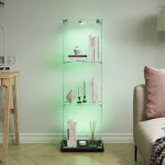 Vitrine en verre - luminarix - 3 �tag�res - �clairage led - noir - 40 x 35 x 123 cm