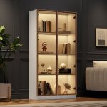 Vitrine en verre marron - led 16 couleurs & �tag�res r�glables - design moderne - 80x40x160cm - id�al ...
