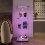 Vitrine en verre lumi�re led 3 �tag�res et 1 porte 125 x 42 x 36cm meuble vitrine verre blanc