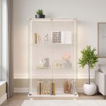 Vitrine en verre meuble vitrine avec clairage led h123cm l78cm - verre tremp anti - dflagration pour ...