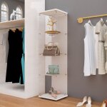 Vitrine en verre tremp blanc 4 niveaux - meuble vitrine clair pour collection / salon - 164x42. 5x36. ...