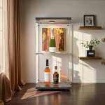 Vitrine en verre tremp claire led - meuble vitrine verre noir verrouillable compact (40x37x86cm) - ...