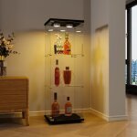 Vitrine - vitrine verticale en verre tremp� - led - 3 portes avec �tag�res - maquette vitrine - collector ...