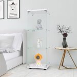 Vitrine vitr�e 42x36x125 cm avec 3 �tag�res porte simple sur pied adapt�e pour salon chambre bureau blanc ...