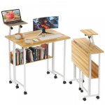 Vivolilv bureau dordinateur pliable avec roulette - 80x58x75cm - bureau avec rangementsupport amovible ...